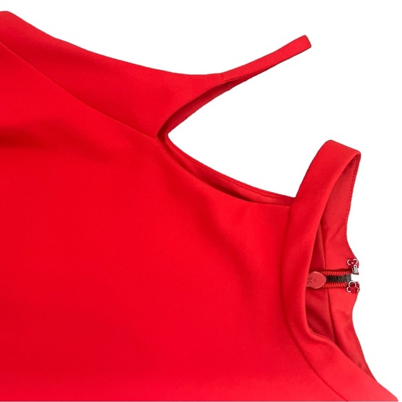 Topshop Red Orange Ruffle Cocktail Midi Sleeveless Dress 12 - Picture 10 of 15